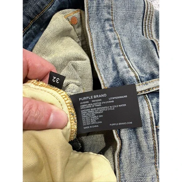 Purple Brand Jeans P001 Light Blue Vintage Skinny Distressed P001-LBVR524 Sz 32 - Picture 6 of 10